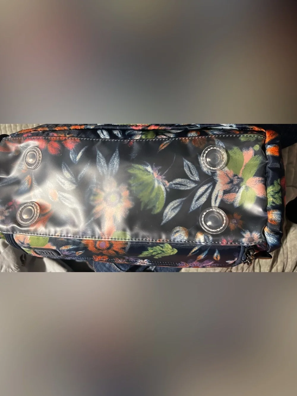 lug Quilted Floral Cosmetic Pouchs (2)in Black with Orange, Purple and Green